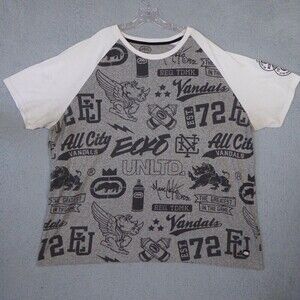 Ecko Unltd Shirt Men's 4XL Gray White Short Sleeve Streetwear Casual AOP